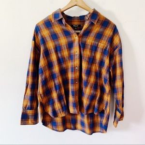 Madewell Plaid Flannel in Navy + Orange